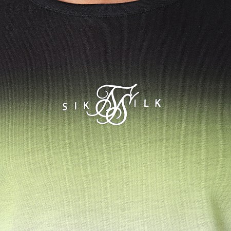 SikSilk - Tee Shirt Dégradé High Fade Noir Vert Blanc