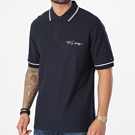 Tommy Hilfiger - Polo Manches Courtes Tommy Signature Casual 7806 Bleu Marine