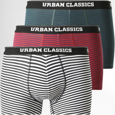 Urban Classics - Pack De 3 Boxers Burdeos Verde Caqui Negro