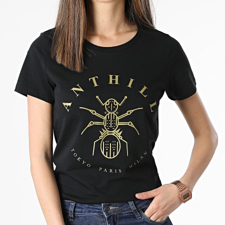 Anthill - Tee Shirt Femme Logo Noir Doré