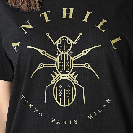 Anthill - Tee Shirt Robe Femme Logo Noir Doré