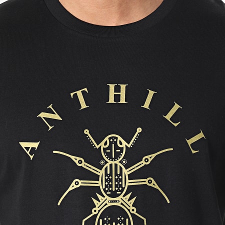 Anthill - Maglietta con logo oro nero