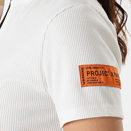 Project X Paris - Tee Shirt Crop Femme F201058 Blanc