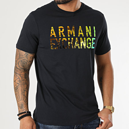 Armani Exchange - Tee Shirt 3KZTGF-ZJBVZ Bleu Marine Doré Iridescent