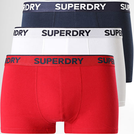 Superdry - Lot De 3 Boxers Classic Rouge Blanc Bleu Marine