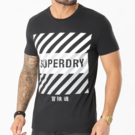 Superdry - Tee Shirt Réfléchissant Training Coresport Graphic MS310184A Noir