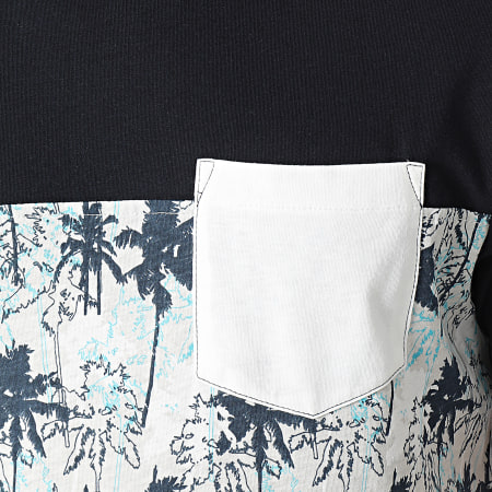 Tiffosi - Tee Shirt Poche Matt Ecru Gris Bleu Marine Floral