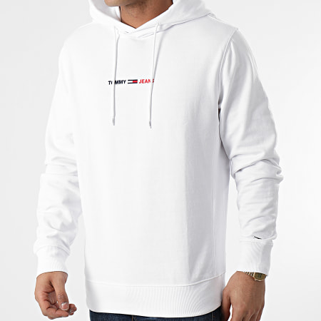 Tommy Jeans - Sweat Capuche Straight Logo 0190 Blanc