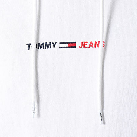 Tommy Jeans - Felpa con cappuccio dritta con logo 0190 bianco