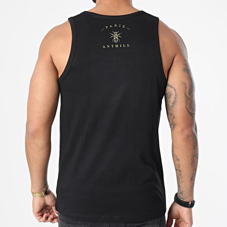 Anthill - Camiseta sin mangas con logo dorado negro