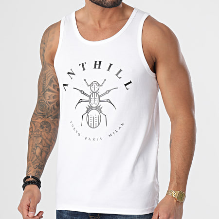 Anthill - Camiseta De Tirantes Con Logo Blanco Negro