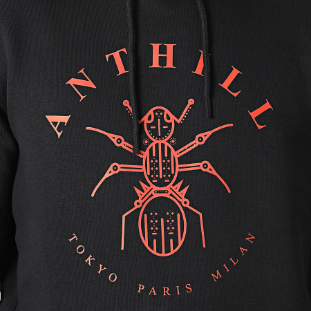 Anthill - Felpa con cappuccio con logo nero rosso