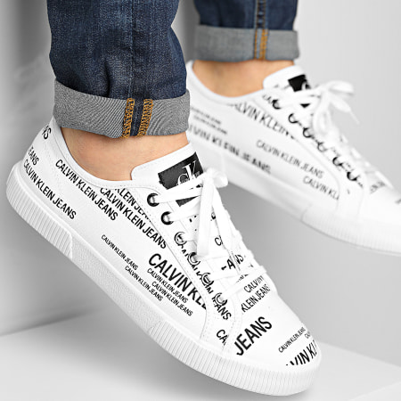 Calvin Klein - Zapatillas Vulcanizado Cordones AOP 0077 Blanco