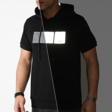 John H - Camiseta con capucha XW910 negro reflectante