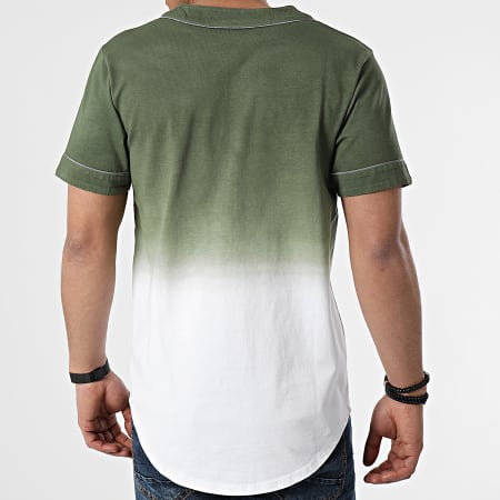 John H - XW926 Camicia a maniche corte riflettente verde cachi e bianco