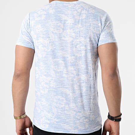 La Maison Blaggio - Tee Shirt Poche Merced Bleu Clair Blanc Floral