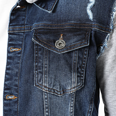 LBO - 1522 Giacca di jeans con cappuccio in denim blu, grigio erica