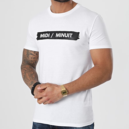 Midi Minuit - Tee Shirt Logo Typo Blanc