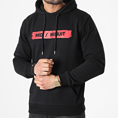 Midi Minuit - Typo Logo Hoody Zwart Rood