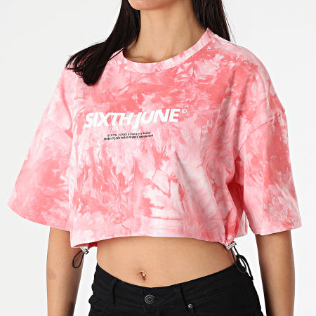 Sixth June - Tee Shirt Crop Femme W32815KTO Rose