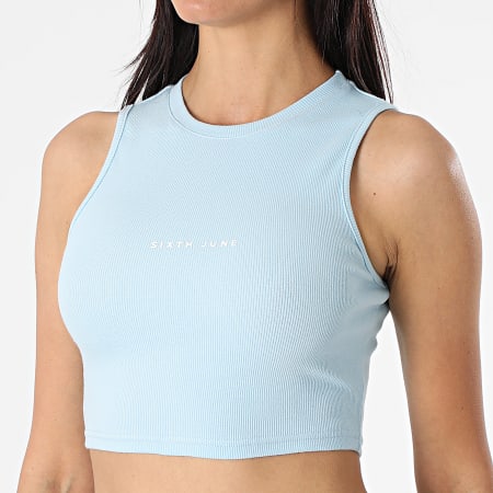 Sixth June - Camiseta corta sin mangas para mujer W4267KTO azul claro