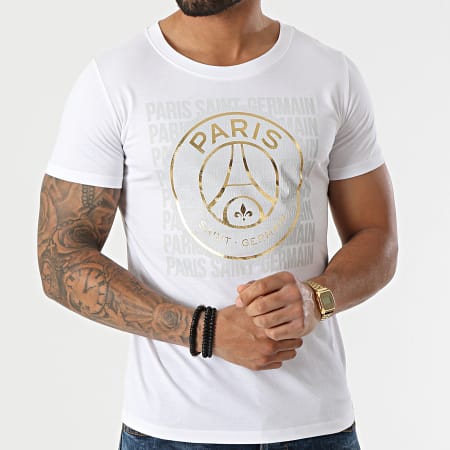 PSG - Tee Shirt Big Logo P13982 Blanc Doré
