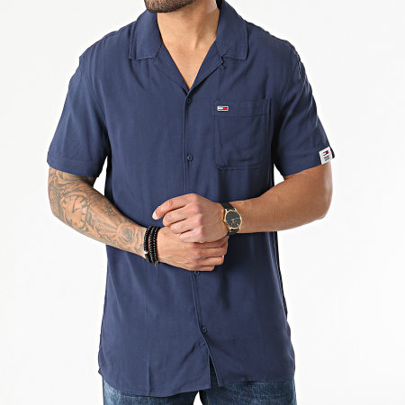 Tommy Jeans - Chemise Manches Courtes Solid Camp 0645 Bleu Marine