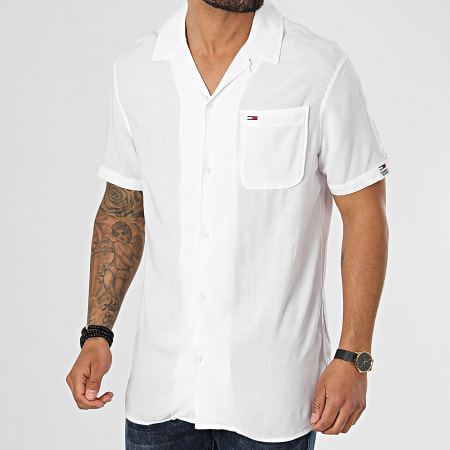 Tommy Jeans - Chemise Manches Courtes Oversize Solid Camp 0645 Blanc