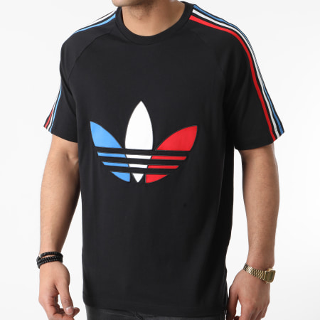 Adidas Originals - Tee Shirt A Bandes Tricolore Tee 2 GQ8920 Noir