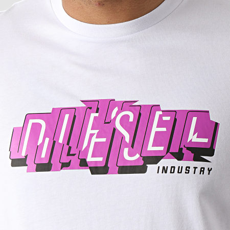 Diesel - Tee Shirt A02367-0HAYU Blanc Violet