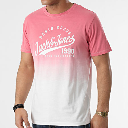 Jack And Jones - Tee Shirt Tim Rose Blanc Dégradé