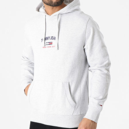 Tommy Jeans - Sweat Capuche Timeless Tommy 0208 Gris Chiné