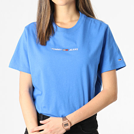 Tommy Hilfiger - Tee Shirt Crop Femme BXY Linear 0057 Bleu Azur