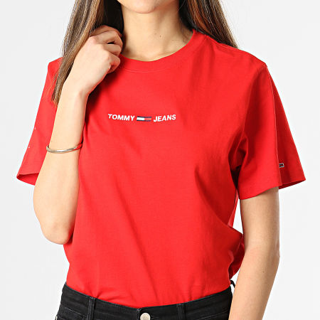 Tommy Jeans - Tee Shirt Femme Stacked Tommy Flag 0057 Rouge