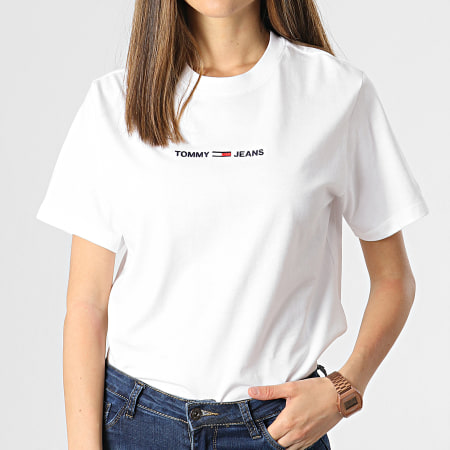 Tommy Jeans - Tee Shirt Crop Femme BXY Linear 0057 Blanc