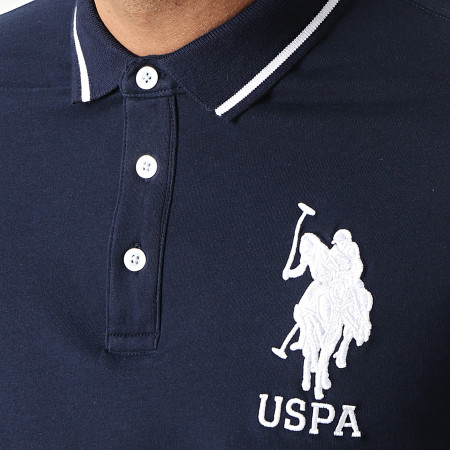 US Polo ASSN - Polo de manga corta azul marino Double Horse de la USPA