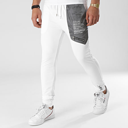 Project X Paris Pantalon Jogging R fl chissant 2140115 Blanc Ryses