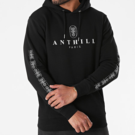 Anthill - Felpa con cappuccio con maniche Ant 2021 Nero Bianco