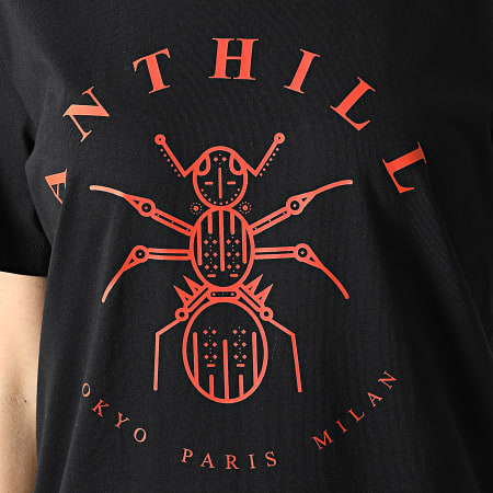 Anthill - Robe Tee Shirt Femme Logo Noir Rouge