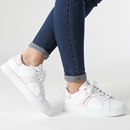 Calvin Klein - Baskets Femme Cupsole Lace Up 0061 Bright White Pearly Pink
