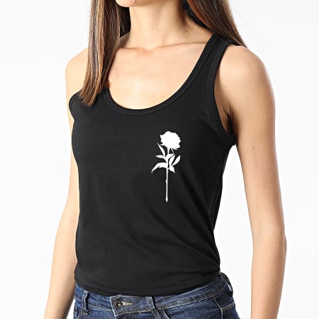 Luxury Lovers - Camiseta sin mangas con rosas en el pecho para mujer negro blanco