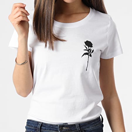 Luxury Lovers - Tee Shirt Femme Rose Chest Blanc Noir