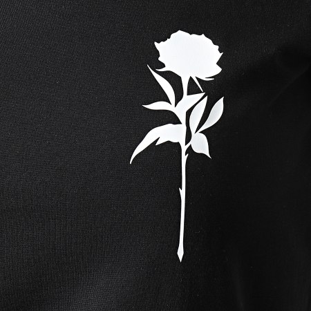 Luxury Lovers - Maglietta da donna con petto a rosa, bianco e nero