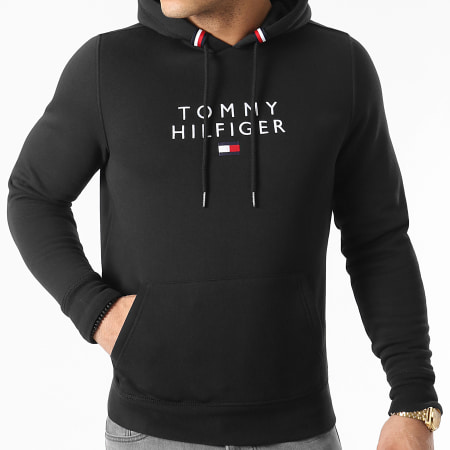 Tommy Hilfiger - Sudadera Con Capucha Apilada Tommy Flag 7397 Negro