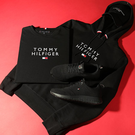 Tommy Hilfiger - Sweat Capuche Stacked Tommy Flag 7397 Noir