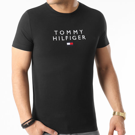 Tommy Hilfiger - Maglietta Tommy Flag impilata 7663 Nero