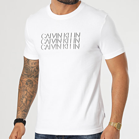Calvin Klein - Tee Shirt Triple Center Logo 7158 Blanc