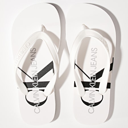 Calvin Klein - Tongs Femme Beach Sandal Monogram 0098 Bright White