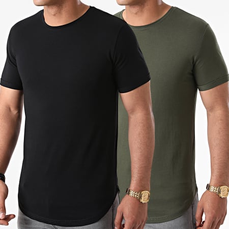 LBO - Lot de 2 Tee Shirts Oversize 1617 Vert Kaki Noir