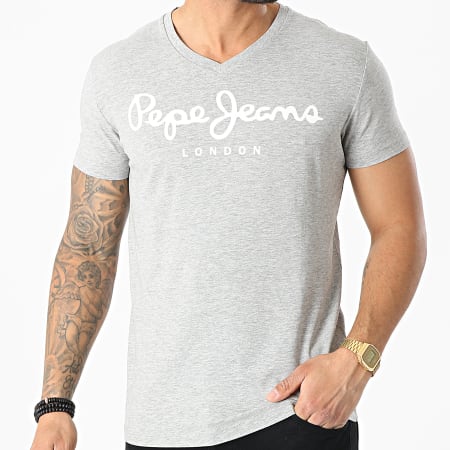 Pepe Jeans - Maglietta Original Stretch con scollo a V PM500373 Grigio erica